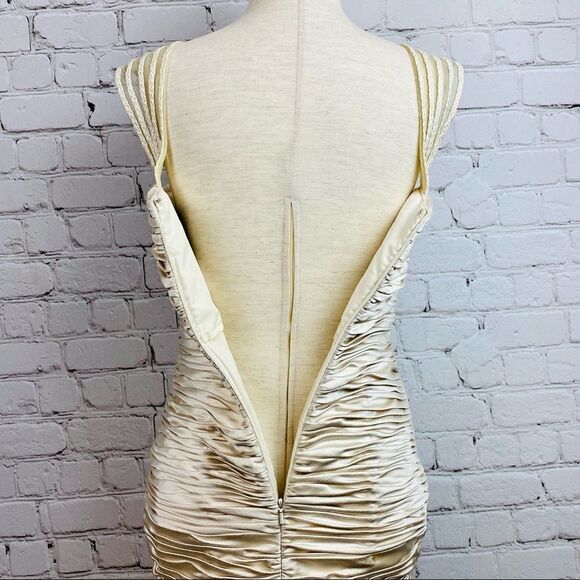 Terani Couture Ruched Champagne Cocktail Prom Dress 4 - Picture 6 of 11